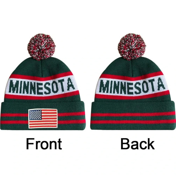 🆕 US Flag City Hockey Embroidery Classic Minnesota Beanie - Picture 2 of 6